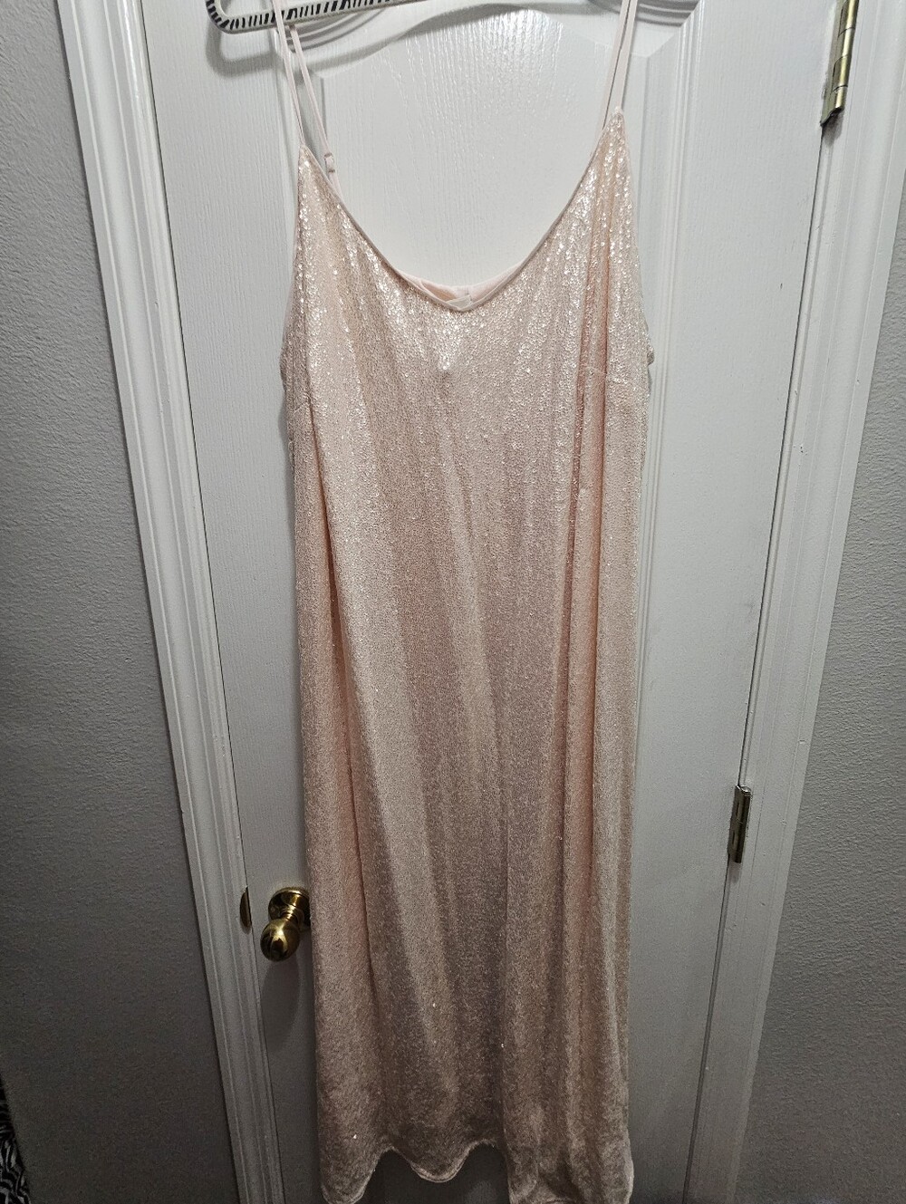 Women's Sparkle Slip Dress in Light Blush Pink